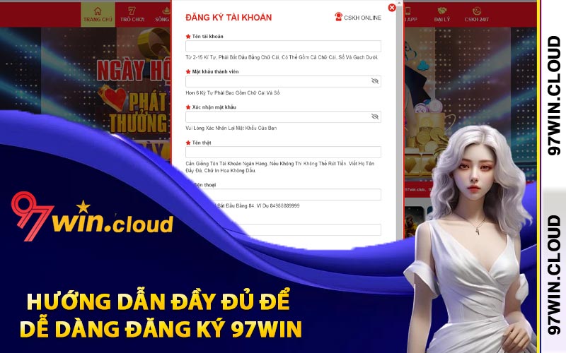 Hướng dẫn đầy đủ để dễ dàng đăng ký 97Win